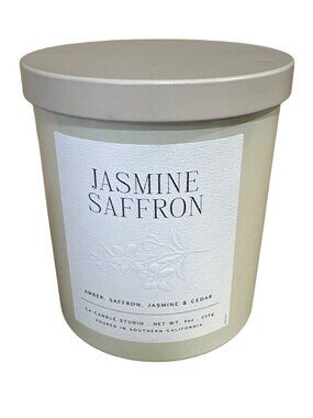 Leoben Company Jasmine Saffron Candle 9oz 1 Wick White Soy Wax Made In USA Decor